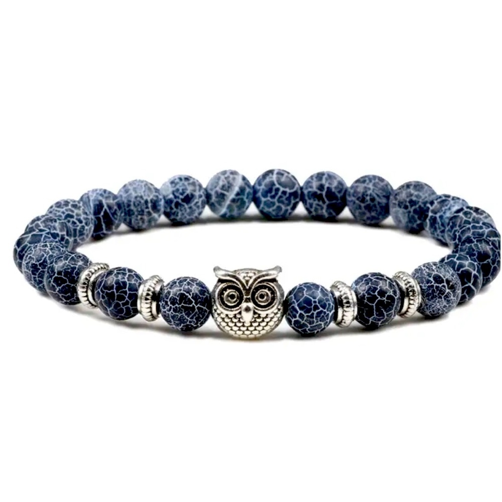 Natural Stone Beads Owl Bracelet